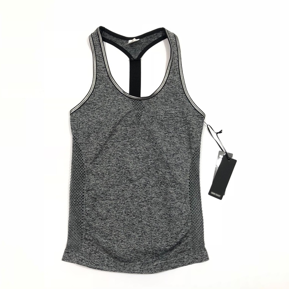 bebe Tops - *NWT Bebe Gray Static Razorback Workout Tank